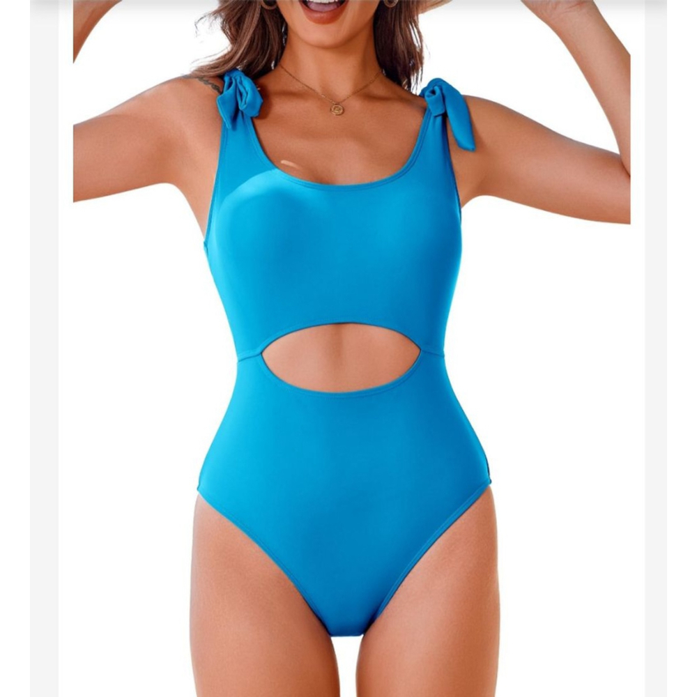 Stunning Chic Women's AIMAGE Blue Cutout One Piece Swimsuit S